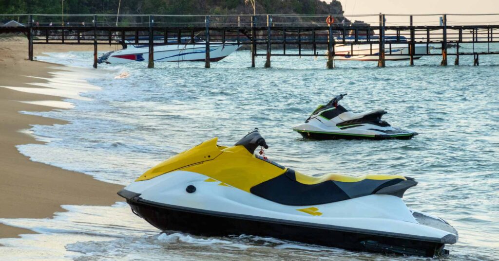 jetskis on beach